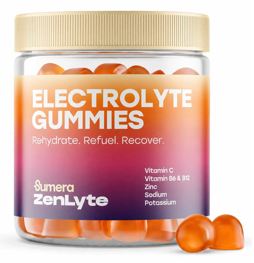 Sumera ZenLyte Electrolyte Gummies jar — Rehydrate, Refuel, Recover